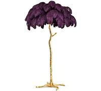Lampadaire à Plumes d'autruche à intensité Variable, Lampe LED trépied avec Interrupteur au Pied, idéal pour Le Salon, la Chambre ou Le Bureau, lumière Blanc Chaud, Pied en métal Noir, Hauteur 150 c