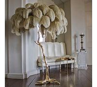 Lampadaire à Plumes d'autruche à intensité Variable, Lampe LED trépied avec Interrupteur au Pied, idéal pour Le Salon, la Chambre ou Le Bureau, lumière Blanc Chaud, Pied en métal Noir, Hauteur 150 c