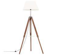 Lampadaire À Trépied Marron Miel Et Blanc Bois De Teck 141 Cm Vidaxl Vidaxl Blanc