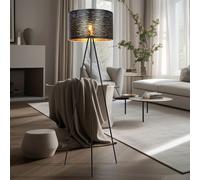 Lampadaire à Vasque 3 Jambe Lampe de Salon or Noir H 153 CM