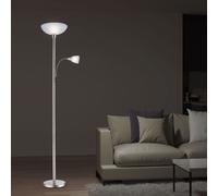 Lampadaire lampadaire lampadaire lampe de côté plafonnier projecteur lampe de salon, spot mobile, métal verre chrome nickel mat, flexo, 1x E14, 1x E27, H 178 cm