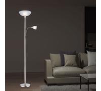 Lampadaire lampadaire lampadaire lampe de côté plafonnier projecteur lampe de salon, spot mobile, métal verre chrome nickel mat, flexo, 1x E14, 1x E27, H 178 cm