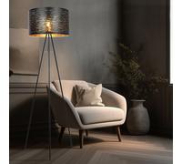 Lampadaire à Vasque Lampe de Salon 1 à Flammes Noir Couleur Or