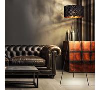 Lampadaire à Vasque or Noir Trépied Lampe de Salon H 149 CM