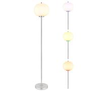Lampadaire Abat-jour en verre opalin Lampe sur pied Télécommande dimmable Lampe de salon sur pied, métal nickel, RGB LED 4W 470Lm blanc chaud, DxH 30x160 cm