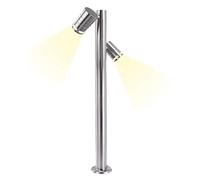 Lampadaire acier inoxydable lumière jardin Double spot lED orientable gU10 4000 K 14 W - Lumière naturelle
