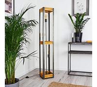 Lampadaire Apia en bois et métal argenté, luminaire rétro-industriel avec interrupteur au sol, idéal dans un salon vintage, pour 3 ampoules E27, ampoule(s) non incluse(s)
