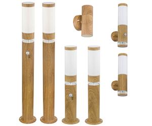 Lampadaire applique murale aspect bois balcon jardin lampe d'extérieur lampe d'extérieur avec détecteur de mouvement, verre en acier inoxydable, UP DOWN, LED Holzoptik - Wandleuchte Bewegungsmelder