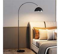 Lampadaire arc à intensité variable avec télécommande - Lampe sur pied moderne arquée noire pour salon, chambre à coucher, bureau, lecture, base en marbre - Design industriel
