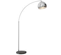 Lampadaire Arc Arceau Courbé Design Marbre Noir Abat-Jour Globe Chromé Gris