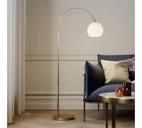 Lindby Lampadaire Cynthia (Moderne) en Doré Verre e. a. pour Salon & Salle à manger (1 lampe,à E27), arqué lampadaire arc lampe sur pied de salon éclairage