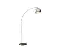 HOMCOM Lampadaire, lampe de salon arc, abat-jour argenté, 40W, E27, lampadaire sur pied marbre, longueur réglable 110-115 cm, hauteur réglable 170-180 cm, design moderne, noir gris