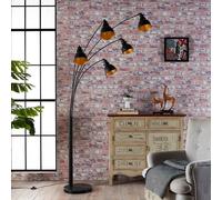 Lampadaire arc Lira Lindby, noir, Salon / Salle à manger, Métal, Moderne, Lampadaire