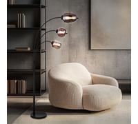 Lampadaire Arc Luminaire E14 3 Flammes Verre Fumé Noir H 175 Cm