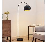 Lampadaire arc Minali Lindby, noir, Salon / Salle à manger, Métal, Moderne, Lampadaire