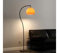 Lampadaire arc pour salon, lampadaire moderne du milieu du siècle avec abat-jour en verre orange réglable, lampe sur pied haute en forme de champignon, lampe haute sur pied doré pour la maison, le
