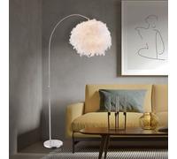 Lampe à arc avec ressorts lampadaire lampe de salon lampadaire réglable en hauteur, blanc argenté, 1x E27, LxH 96x141-196 cm