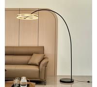 Lampadaire arc Yekta Lucande, dimmable, noir, Salon / Salle à manger, Métal, Design, Lampadaire
