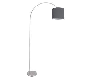 Lampadaire Arch abat-jour tissu Lampadaire incurvé salon Arc lampe gris, réglable en hauteur, 1x E27, LxH 96x195 cm