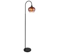 Lampadaire arqué Lampe de salon Lampadaire arqué Verre cuivré, métal noir, 1x E27, LxlxH 39 x 25 x 150 cm