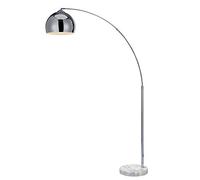 Teamson Home Lampadaire Arquer arc lampe de salon abat-jour chromé pied marbre blanc VN-L00010-EU