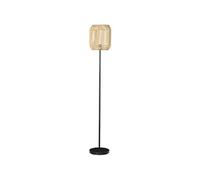 Lampadaire aspect cannage style cosy 40 W max. H.158 cm piètement mât métal noir abat-jour corde papier tressé main
