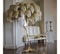 Lampadaire Œatural Plume D’Autruche Lampadaire,Moder Luxury Resi LED Lampadaire avec Annonce Dimmable Parfait pour Readig I Votre Prix Chambre À Manger Ou Bureau À Domicile, Camel, 60x55cm