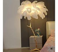 Lampadaire Œatural Plume D’Autruche Lampadaire,Moder Luxury Resi LED Lampadaire avec Annonce Dimmable Parfait pour Readig I Votre Prix Chambre À Manger Ou Bureau À Domicile, White, 170x110cm