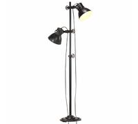 Vloerlamp met 2 lampenkappen E27 gietijzer zwart320585