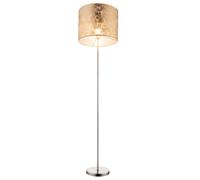 Lampadaire avec abat-jour doré Lampe sur pied nickel mat abat-jour textile Lampadaire salon, avec interrupteur, 1x douille E27, DxH 40x160 cm