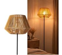 Lampadaire avec Abat-jour en Papier Tressé - Style Naturel Bohème, Douille E27