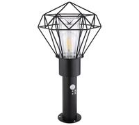 Lampadaire avec détecteur de mouvement Lampadaire Télécommande dimmable Lampe d'extérieur Capteur, grille noire, 1x RGB LED 4W 470Lm blanc chaud, LxlxH 22,5x25,5x50 cm