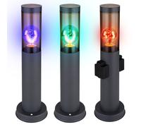 Lampadaire avec douille lampe à douille anthracite colonne à douille en acier inoxydable avec lumière, fumée, télécommande dimmable, 1x LED RGB 8,5W 806Lm, DxH 7,6x45 cm, lot de 3