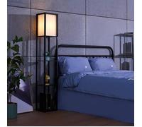 Lampadaire avec Etagère 3 Couches Lampe Lampadaire Moderne sur Pied, Parfait pour Chambre Bureau Salon, 26 x 26 x 159 cm(Noir)