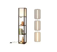 Lampadaire avec Etagères, Lampe Etagère avec 3 Bandes LED & Abat-jour, Luminosité Réglable
