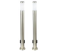 Lampadaire avec prises de courant Lampe de jardin changeant de couleur Acier inoxydable, télécommande à intensité variable, 1x RGB LED 8,5W 806lm 3000K, DxH 7,6x110 cm, set de 2 pièces