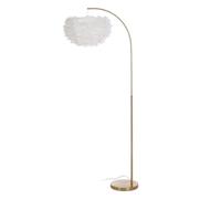 Lampadaire Blanc Doré Métal Plumes 60 W 220-240 V 68 x 40 x 175 cm