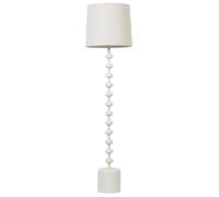 Lampadaire Blanc en Métal et Abat-Jour en Lin Conique 160 cm à Pied Sculpté