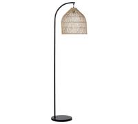 Lampadaire Boho en Rotin Abat-jour Ouvert Bras Métallique 165 cm Naturel Bernica