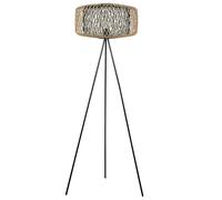 Lampadaire Boho Luminaire sur Pied en Bambou Abat-jour Base en Métal 120 cm Natu