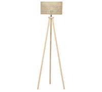 Lampadaire Boho sur Trépied en Rotin Naturel Abat-Jour en Tambour pour Salon Pen