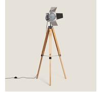 Lampadaire Bois et Métal Bioskop Argenté