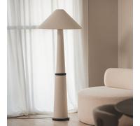 Lampadaire Bois et Tissu Lombe Blanc