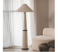 Lampadaire Bois et Tissu Lombe Blanc