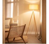 Lampadaire Bois et Tissu Wolby Beige