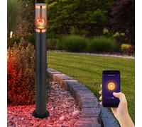 Lampadaire Jardin Lampes d'extérieur Lampadaire Luminaires d'allée , App-Sprachsteuerung Dimmbar CCT Timer IP44, cuivre noir fumé, RGB LED 10W 806Lm blanc chaud-froid, DxH 7,6x80cm