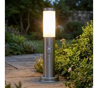 Lampe de socle Lampe d'extérieur Lampadaire Détecteur de mouvement Borne lumineuse en acier inoxydable, capteur réglable, LED 9W 810Lm blanc chaud, H 45 cm