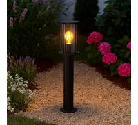 Lampadaire Borne Lumineuse Extérieure Résistant aux Intempéries Verre Fumée Noir
