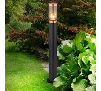 Lampadaire jardin extérieur lampe d'extérieur lampadaire éclairage de chemin extérieur en acier inoxydable, accent cuivre noir fumé, 1x LED 7W 806Lm blanc chaud, DxH 7,6x80cm