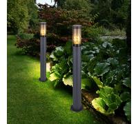 Lampadaire Borne Lumineuse pour Extérieur 1x E27 Inox Anthracite Fumée 2er Set